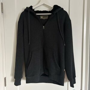 Dark Grey Fleece Lined Zip-Up Hoodie